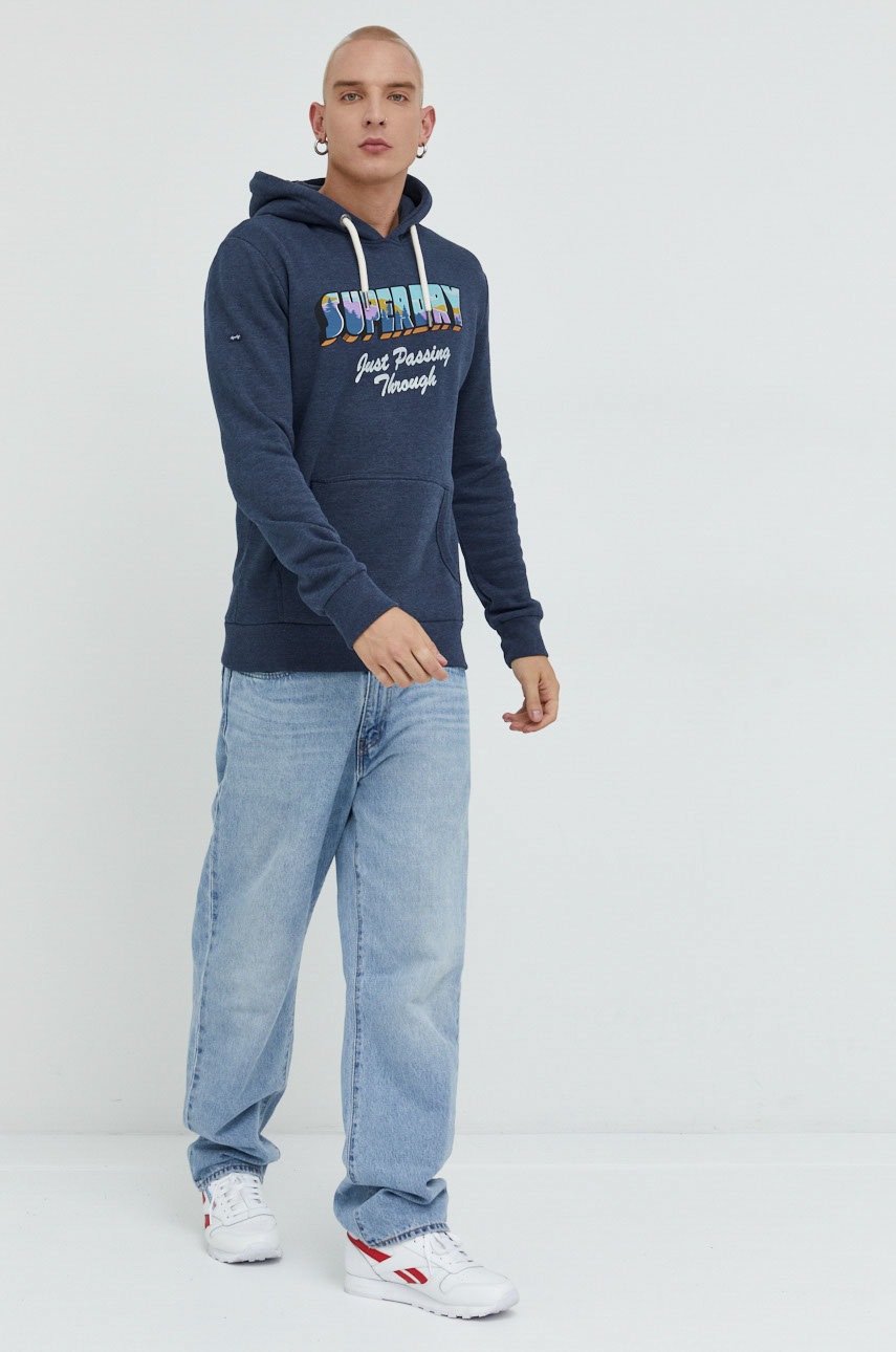 

Кофта Superdry мужская цвет синий меланж