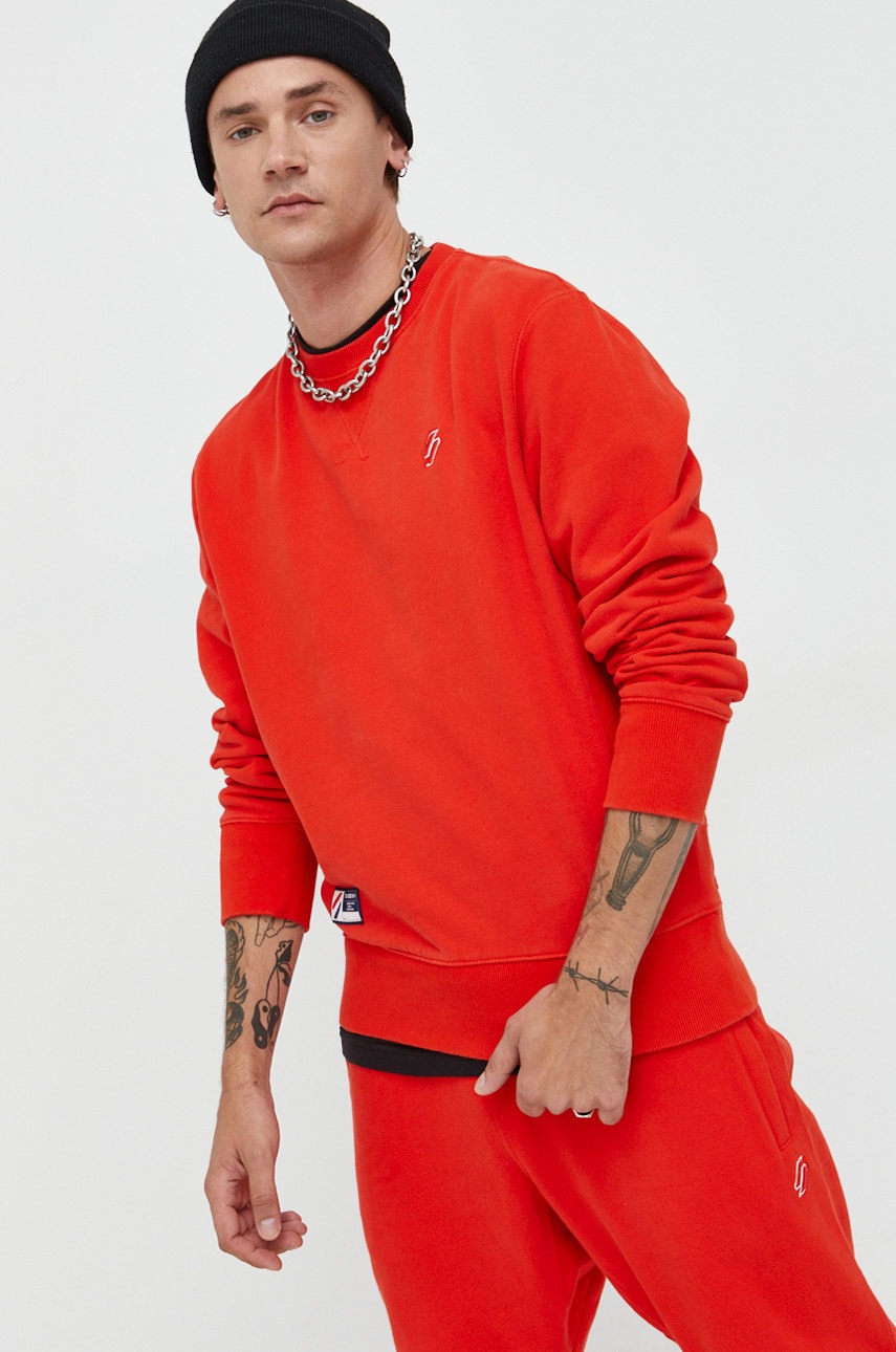 

Бавовняна кофта Superdry чоловіча колір червоний однотонна