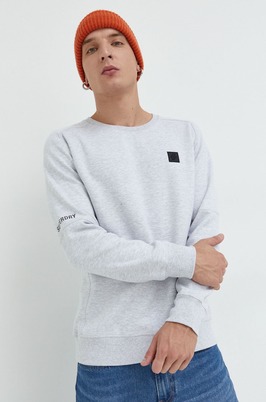 

Суичър Superdry в сиво с изчистен дизайн, Сив