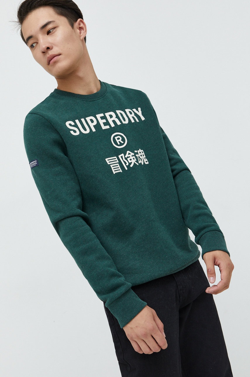

Кофта Superdry чоловіча колір зелений меланж