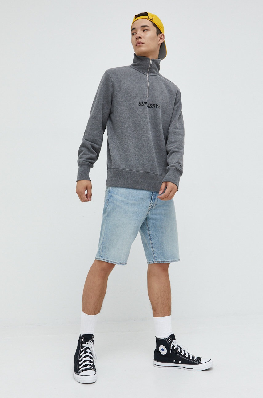 

Кофта Superdry чоловіча колір сірий з принтом