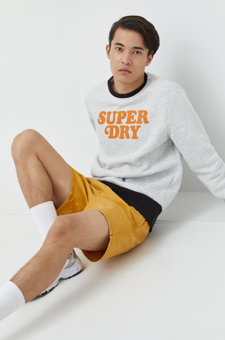 

Суичър Superdry в сиво с принт, Сив