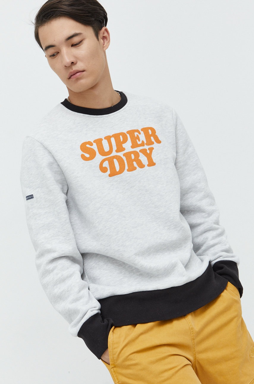 

Кофта Superdry чоловіча колір сірий з принтом