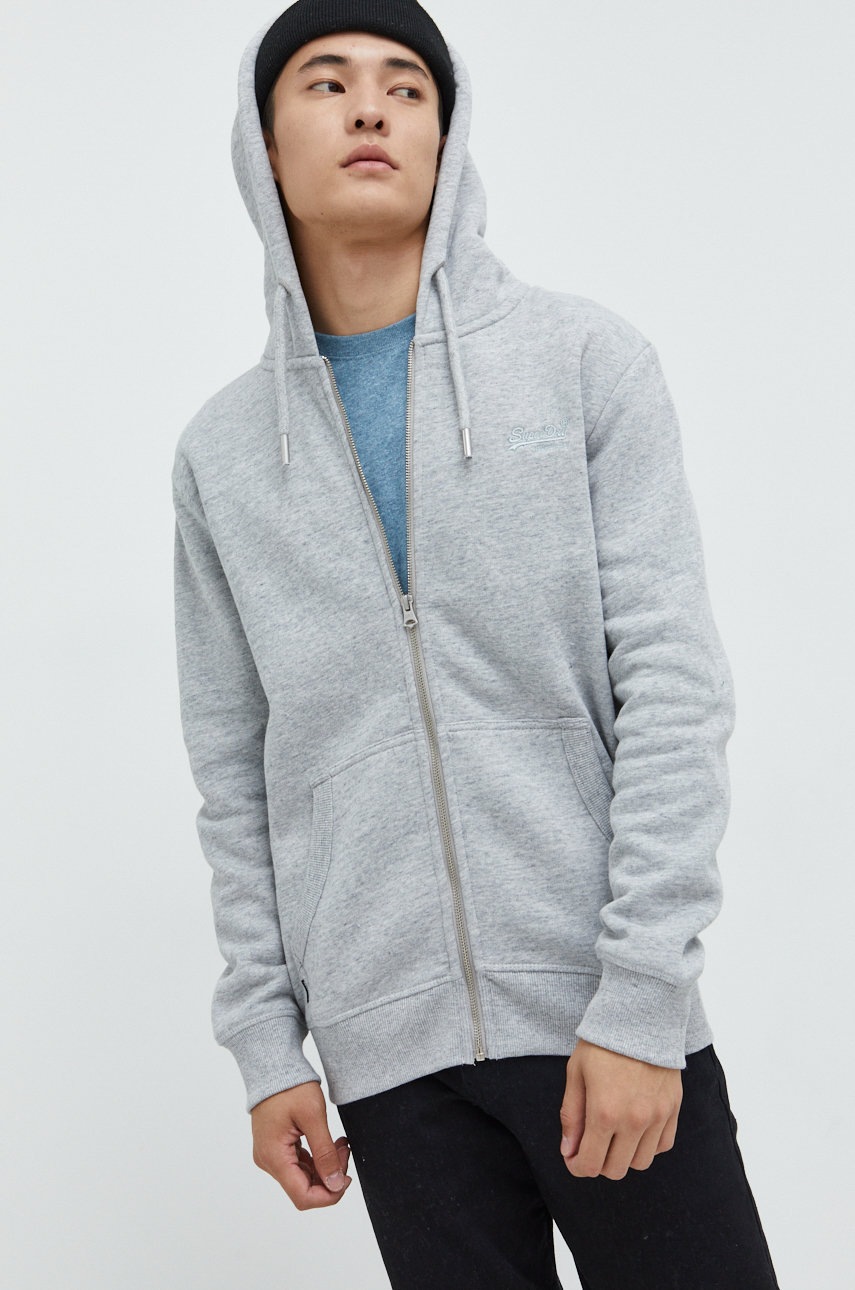 

Суичър Superdry в сиво меланж на, Сив