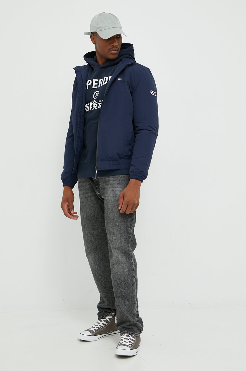 

Хлопковая кофта Superdry мужская цвет синий с принтом