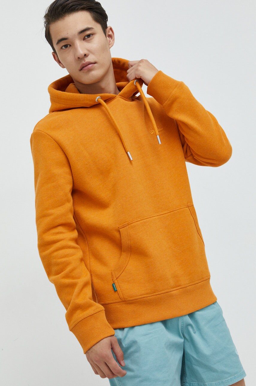 Superdry bluza barbati, culoarea portocaliu, neted