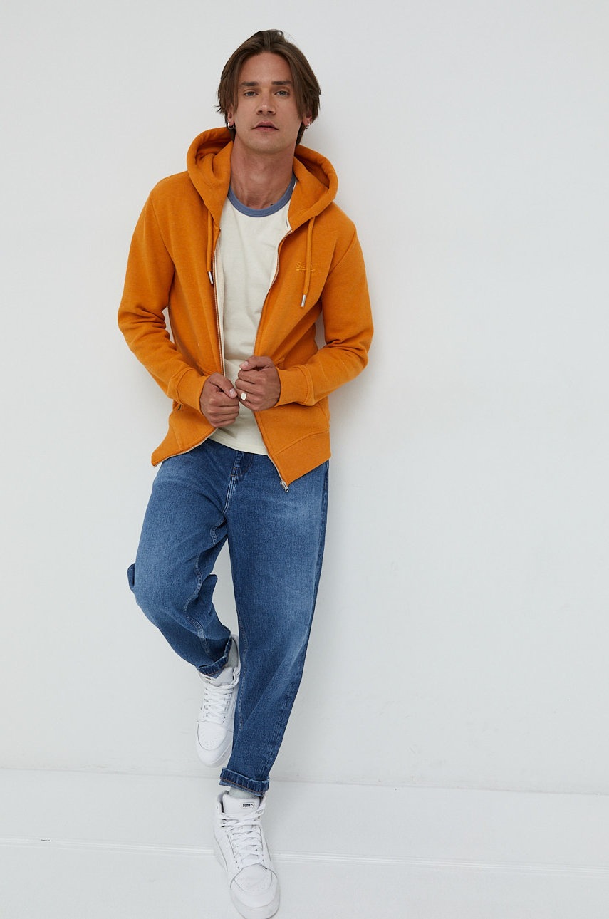 

Кофта Superdry чоловіча колір помаранчевий однотонна
