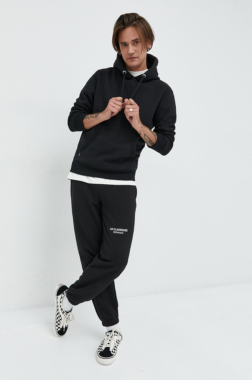 

Кофта Superdry мужская цвет чёрный с капюшоном однотонная