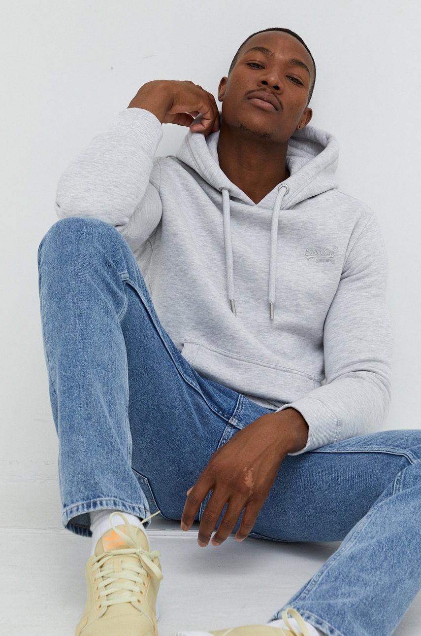 

Суичър Superdry в сиво меланж на, Сив