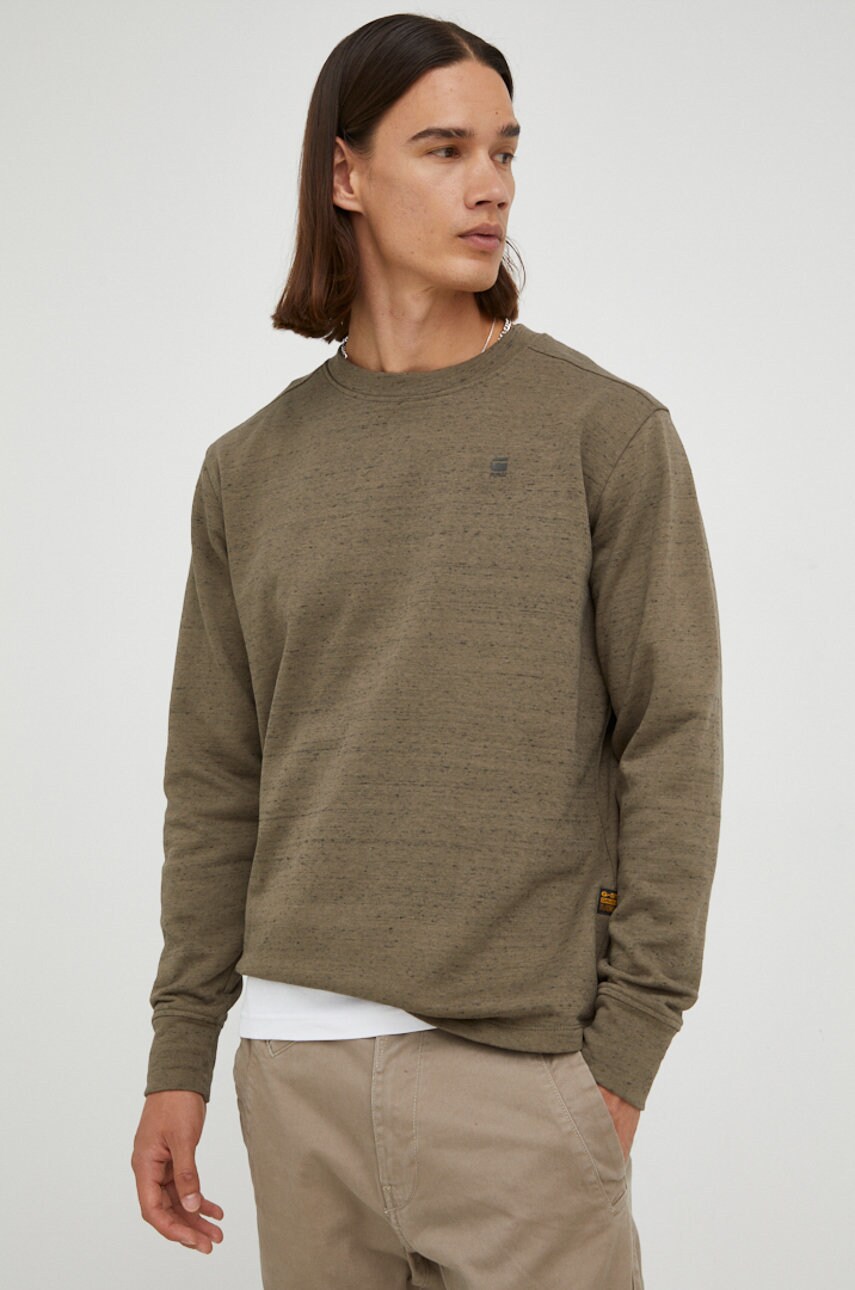 G-star raw hanorac de bumbac barbati, culoarea verde, melanj
