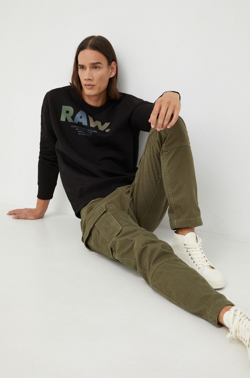 G-Star Raw bluza barbati, culoarea negru, cu imprimeu answear.ro