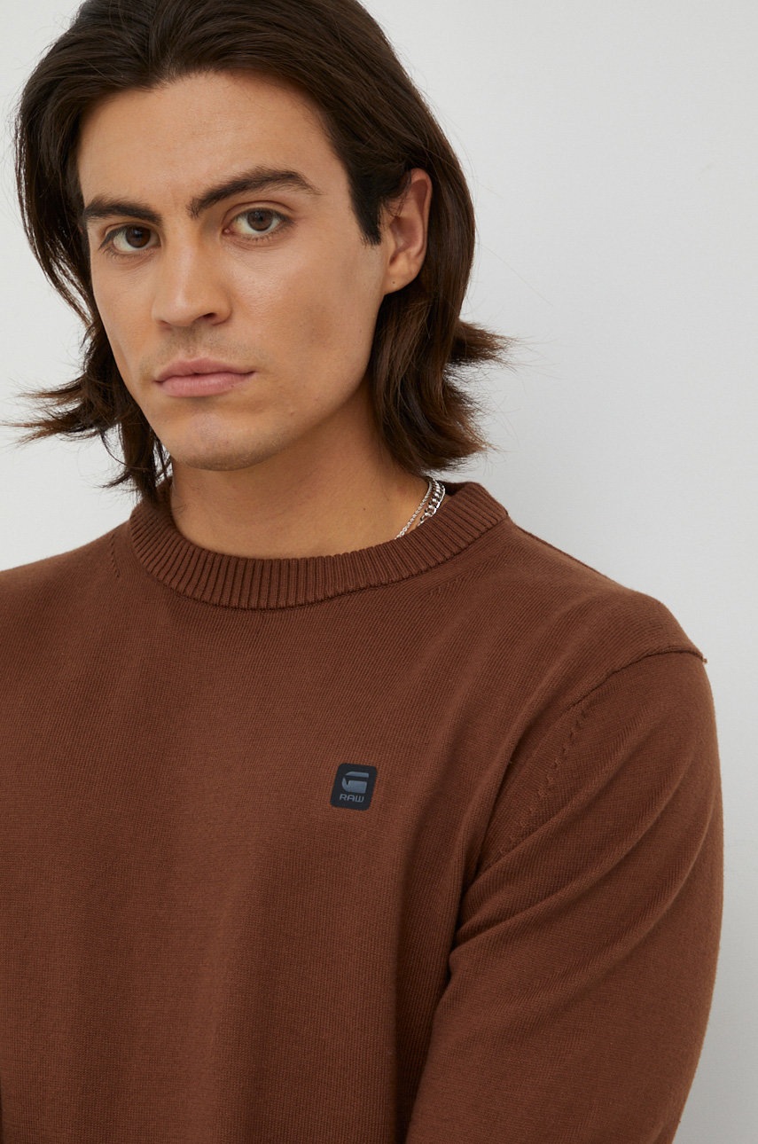 

Бавовняний светер G-Star Raw чоловічий колір коричневий легкий