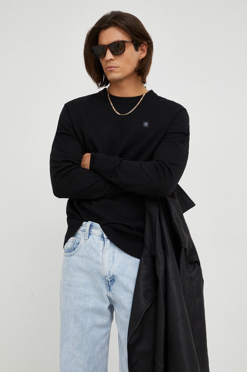 G-star raw pulover de bumbac barbati, culoarea negru, light