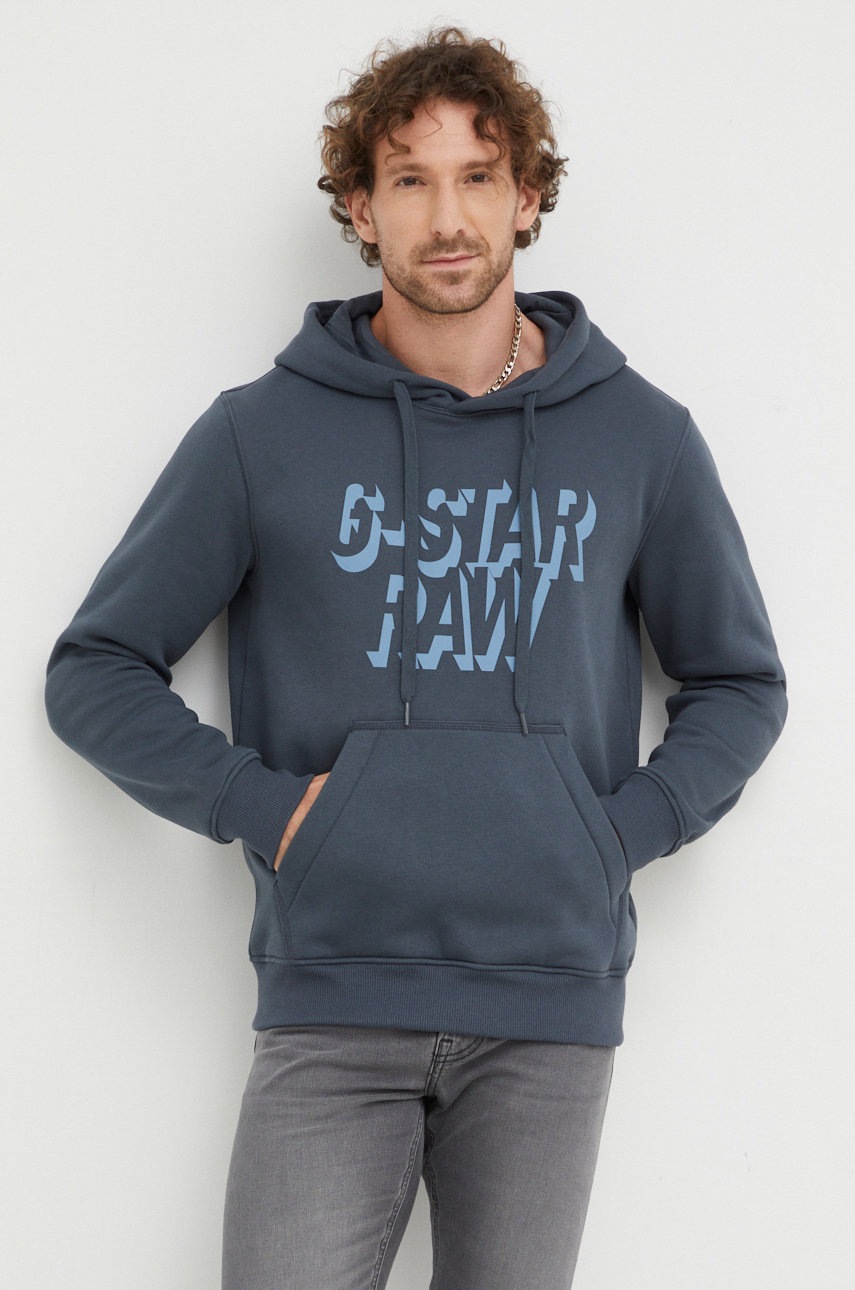 Levně Mikina G-Star Raw pánská, tmavomodrá barva, hladká