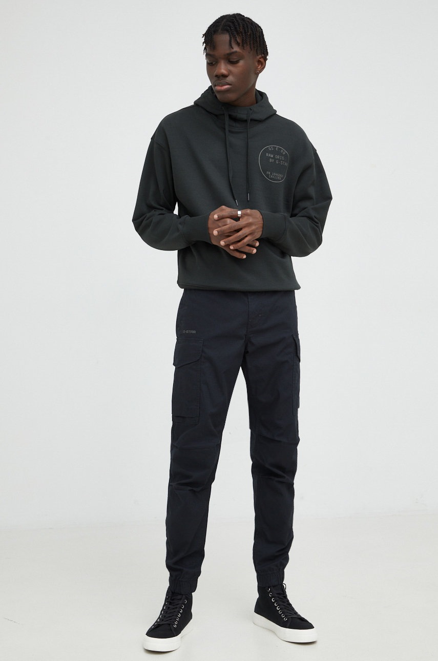 

Кофта G-Star Raw чоловіча колір зелений з капюшоном з принтом