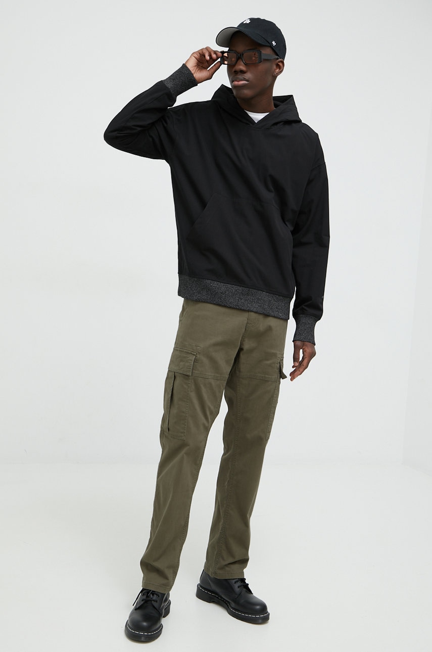 G-star raw hanorac de bumbac barbati, culoarea negru, cu glugă, neted