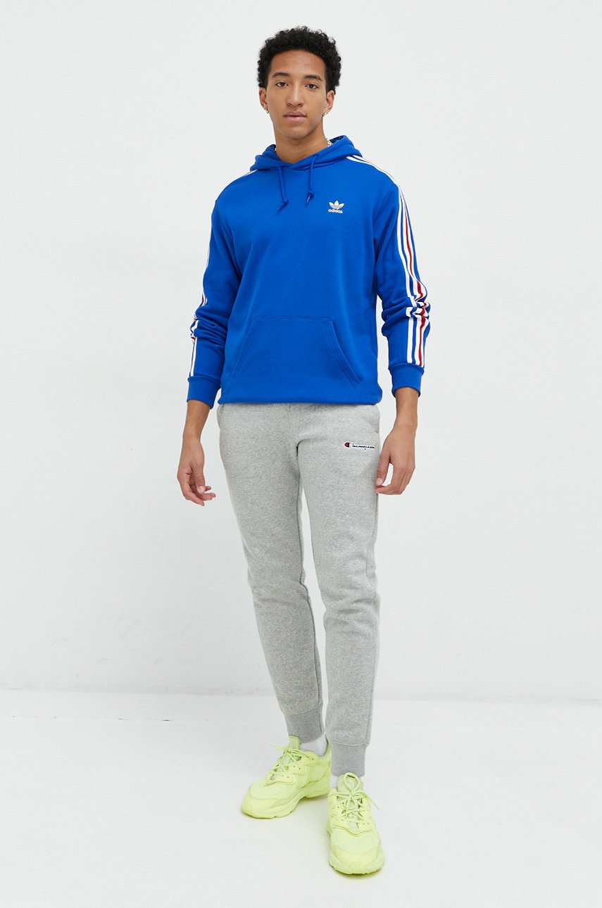 

Хлопковая кофта adidas Originals мужская с капюшоном с аппликацией