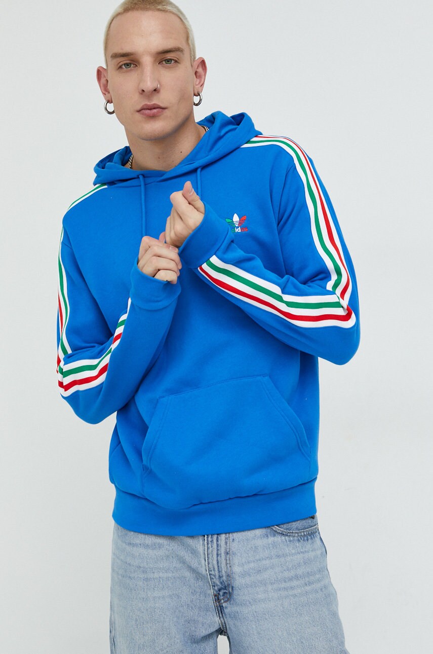 Adidas originals hanorac de bumbac barbati, cu glugă, cu imprimeu