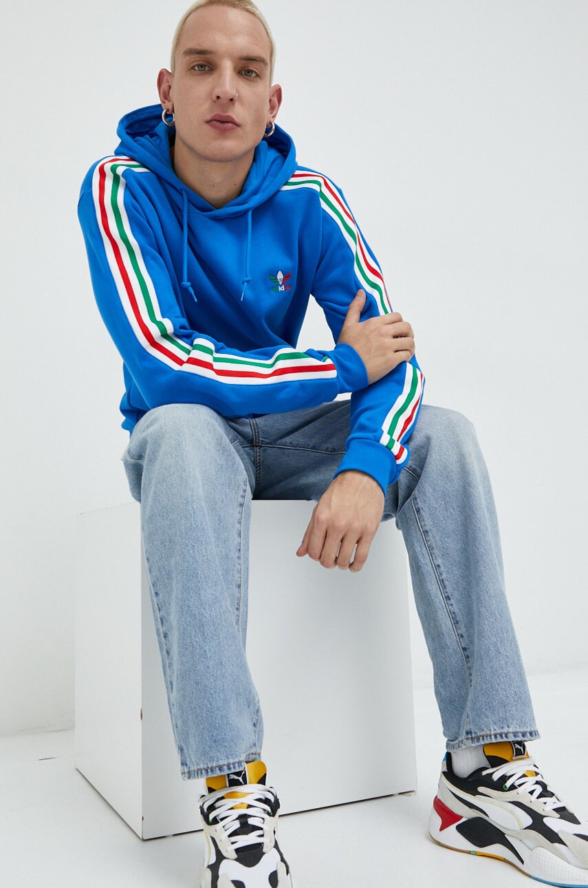 

Бавовняна кофта adidas Originals чоловіча з капюшоном з аплікацією