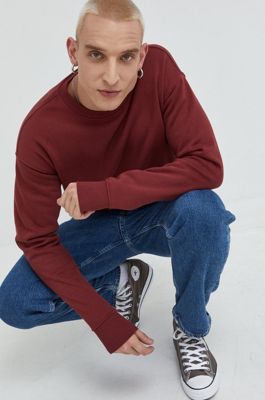 Solid bluza barbati, culoarea bordo, neted