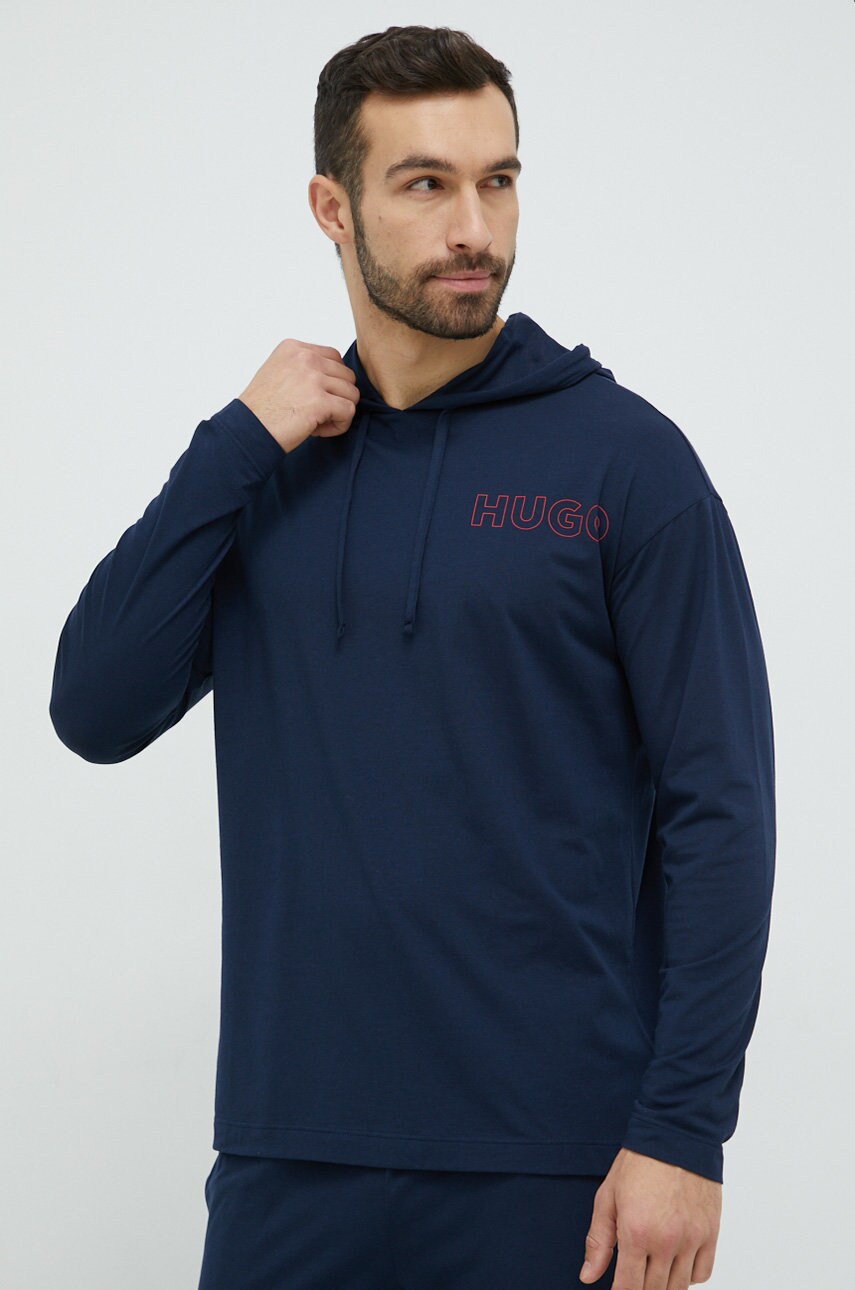 Hugo longsleeve barbati, culoarea albastru marin, neted