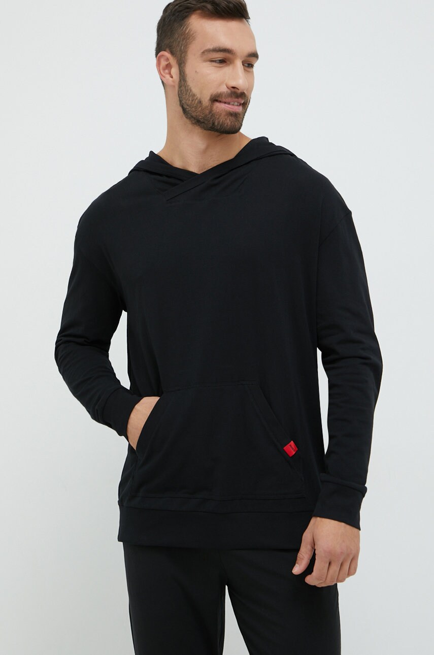 Hugo bluza barbati, culoarea negru, cu glugă, neted