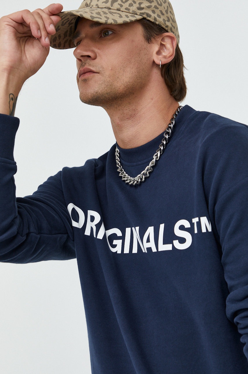 

Памучен суичър Jack & Jones Jorclean в тъмносиньо с принт, Тъмносин
