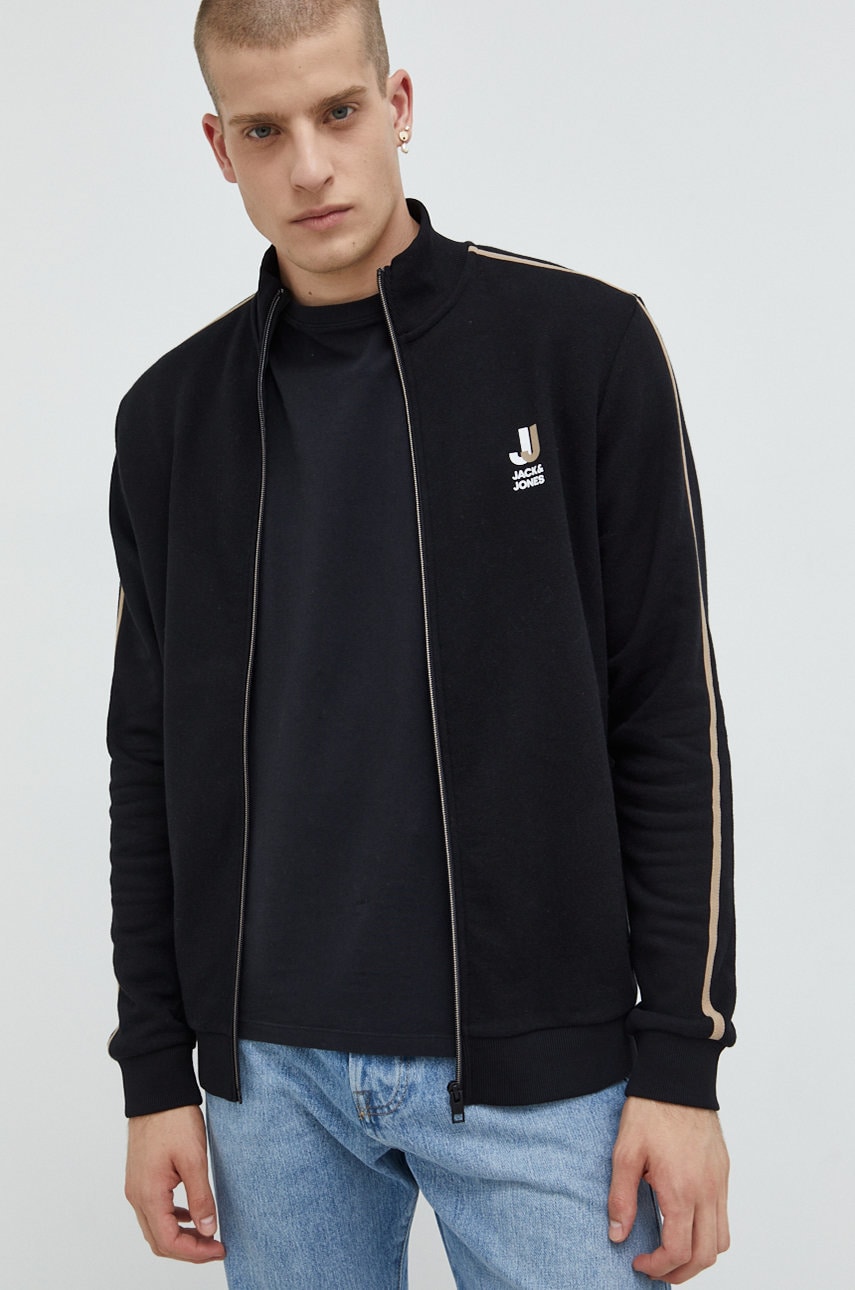 Jack & jones bluza jcologan barbati, culoarea negru, cu imprimeu