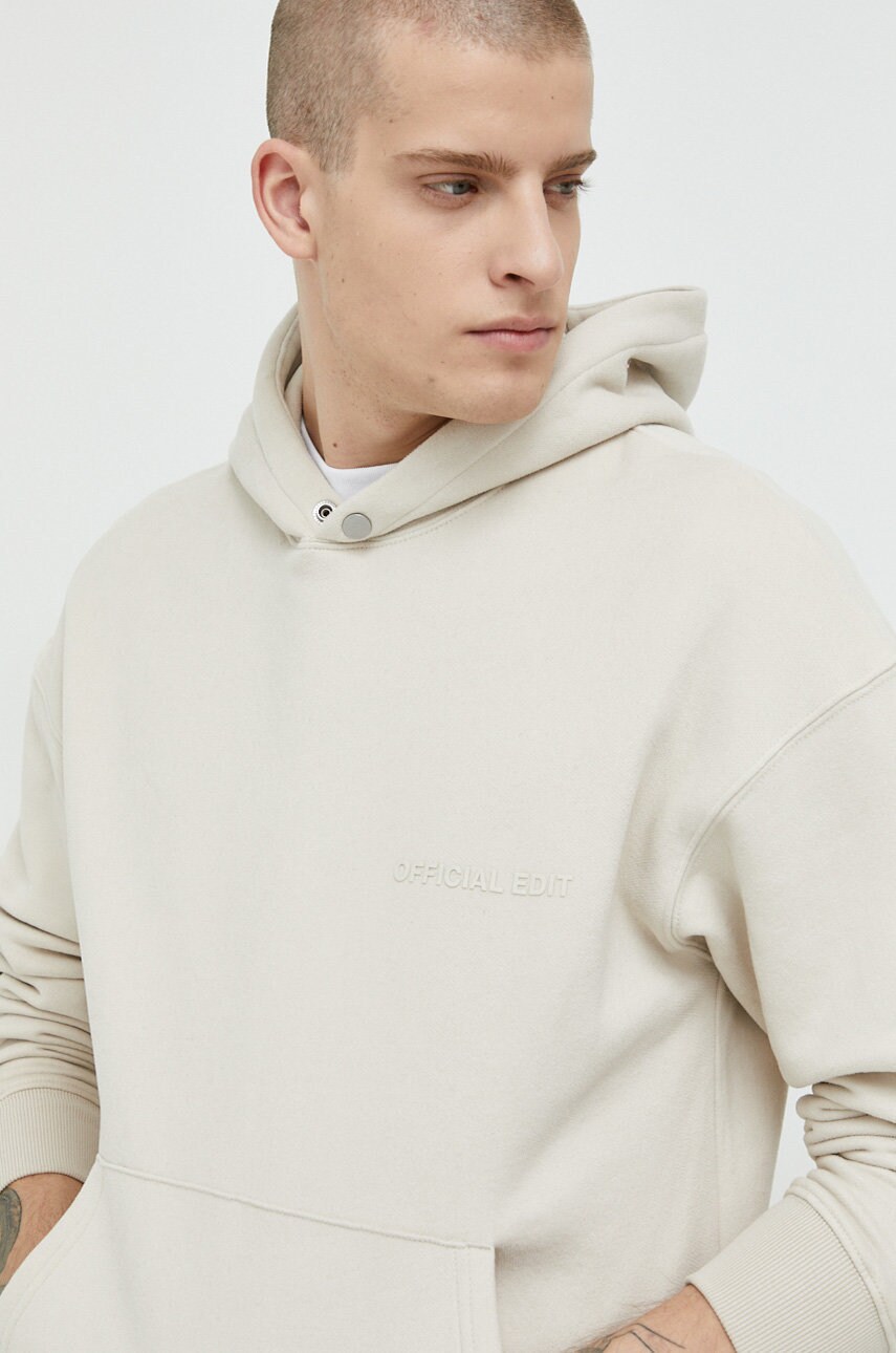 Jack & jones bluza rushrubber barbati, culoarea bej, cu glugă, cu imprimeu