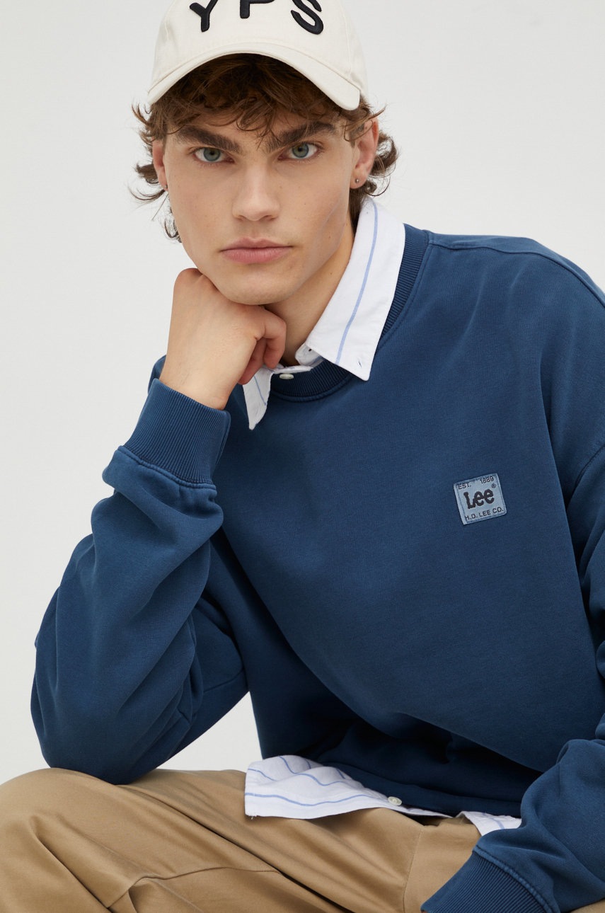 

Памучен суичър Lee в лилаво с изчистен дизайн, Виолетов