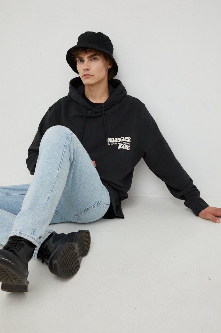 

Хлопковая кофта Wrangler мужская цвет чёрный однотонная