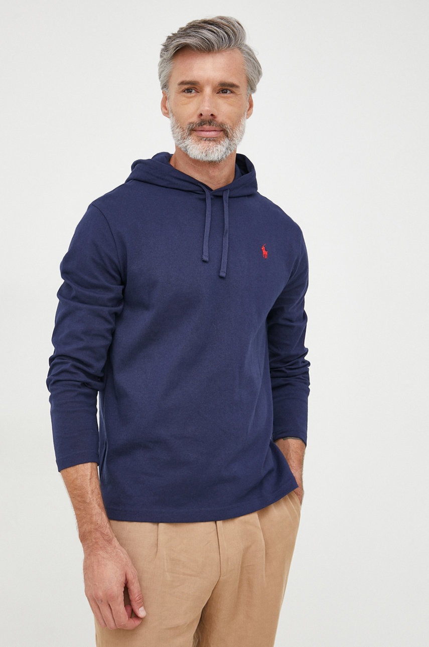 

Памучен суичър Polo Ralph Lauren в тъмносиньо с апликация, Тъмносин