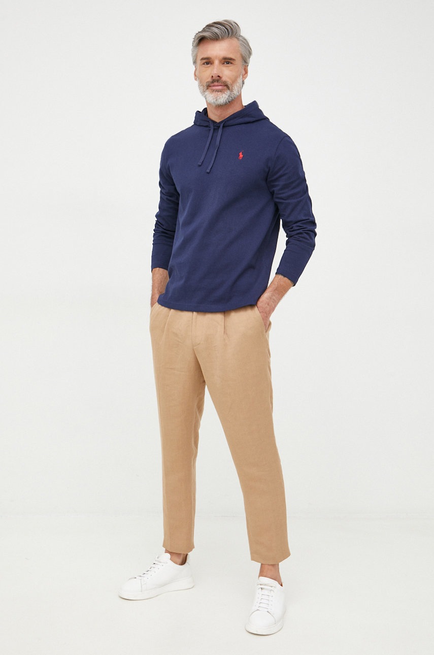 

Хлопковая кофта Polo Ralph Lauren мужская цвет синий с аппликацией