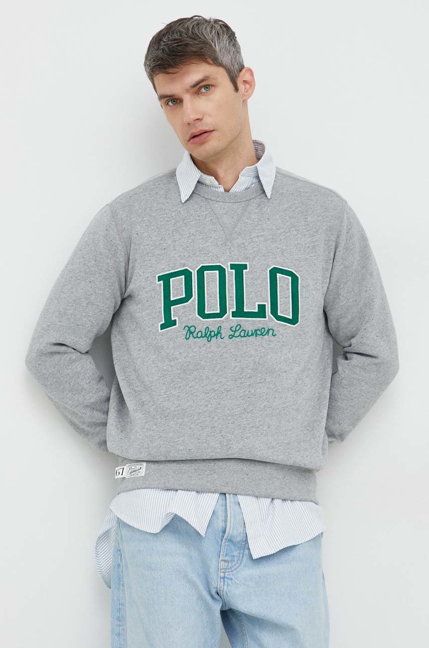 

Кофта Polo Ralph Lauren мужская цвет серый с аппликацией
