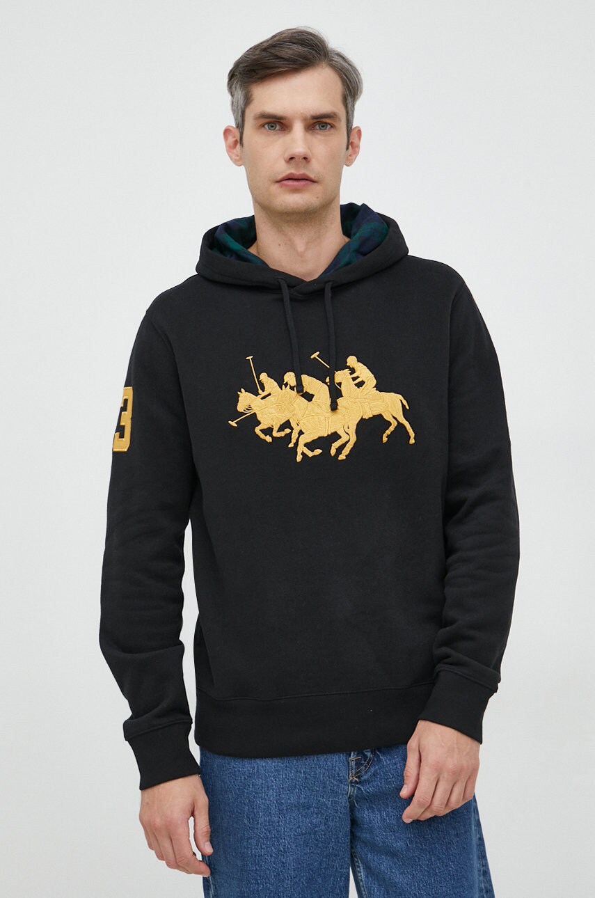 

Суичър Polo Ralph Lauren в черно с качулка с апликация, Черен