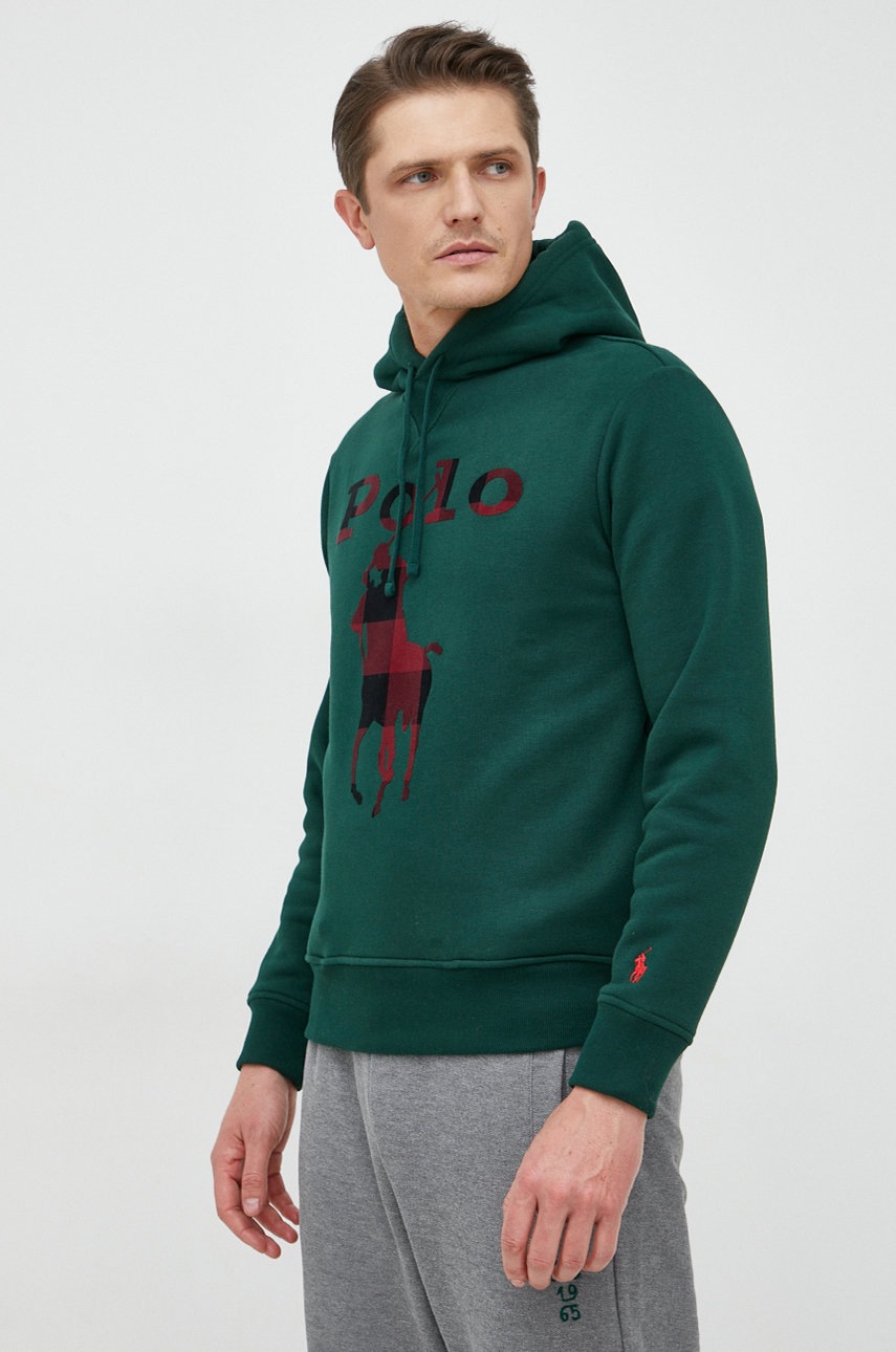 

Суичър Polo Ralph Lauren в зелено с качулка с апликация, Зелен