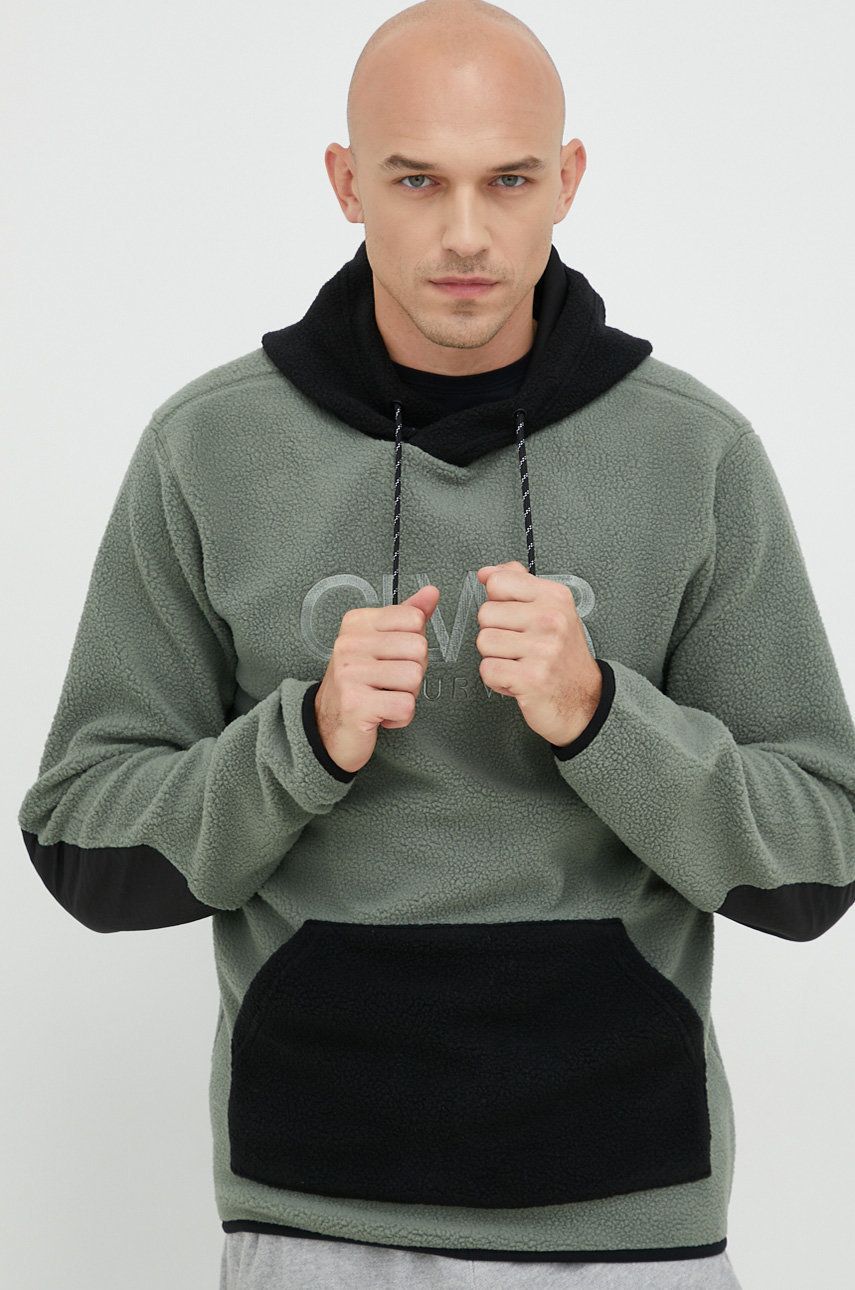 E-shop Mikina Colourwear pánská, zelená barva, s kapucí, s aplikací