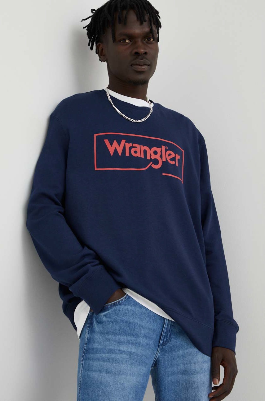 

Хлопковая кофта Wrangler мужская цвет синий с принтом