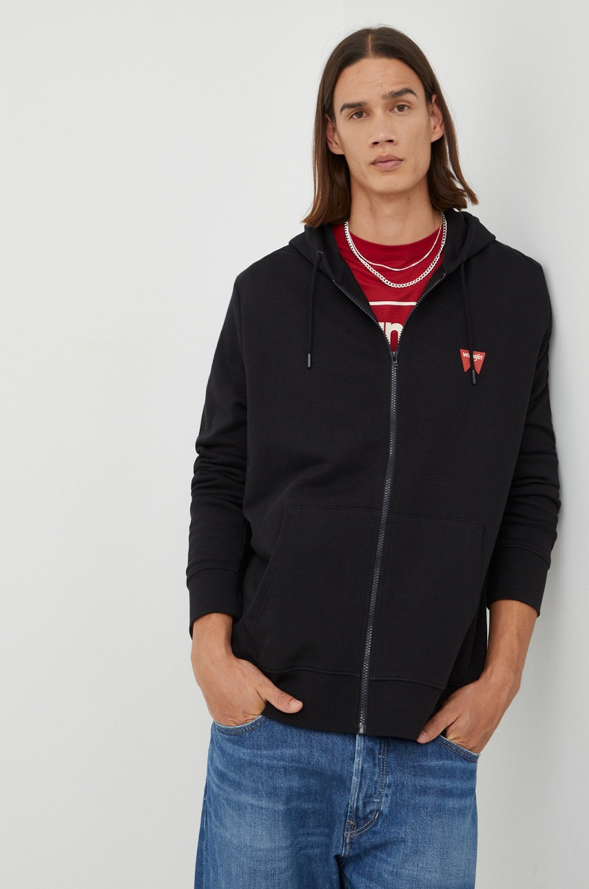 

Памучен суичър Wrangler в черно с принт, Черен