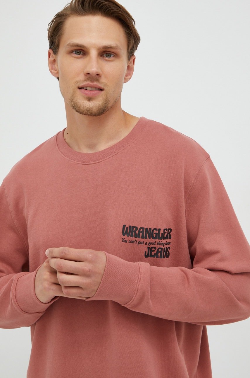 

Памучен суичър Wrangler в розово с принт, Розов