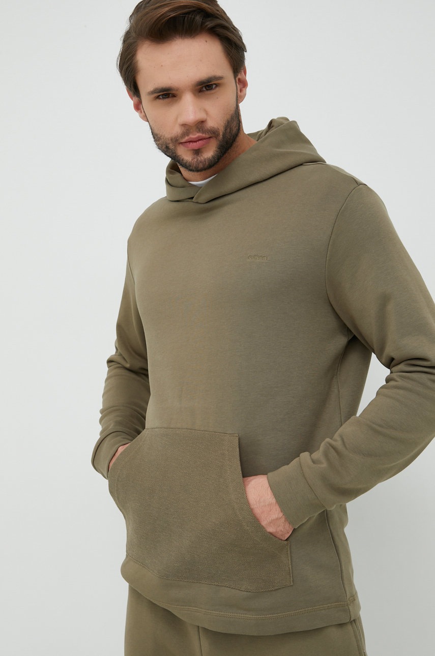 Outhorn bluza barbati, culoarea verde, cu glugă, neted