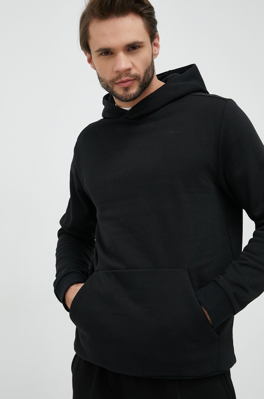 Outhorn bluza barbati, culoarea negru, cu glugă, neted