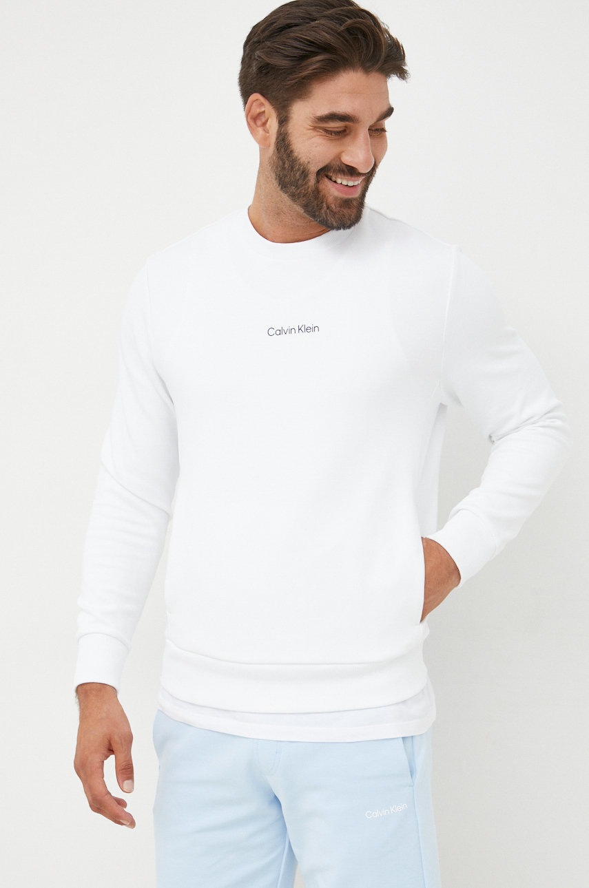 

Суичър Calvin Klein в бяло с изчистен дизайн, Бял