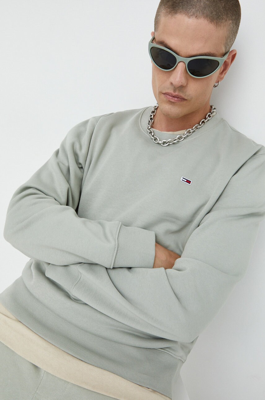 

Суичър Tommy Jeans в зелено с изчистен дизайн, Зелен