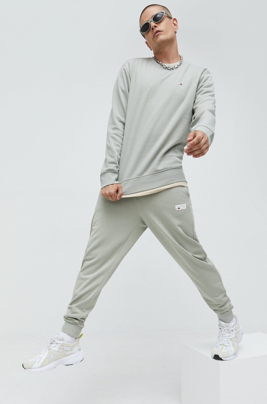 

Кофта Tommy Jeans чоловіча колір зелений однотонна