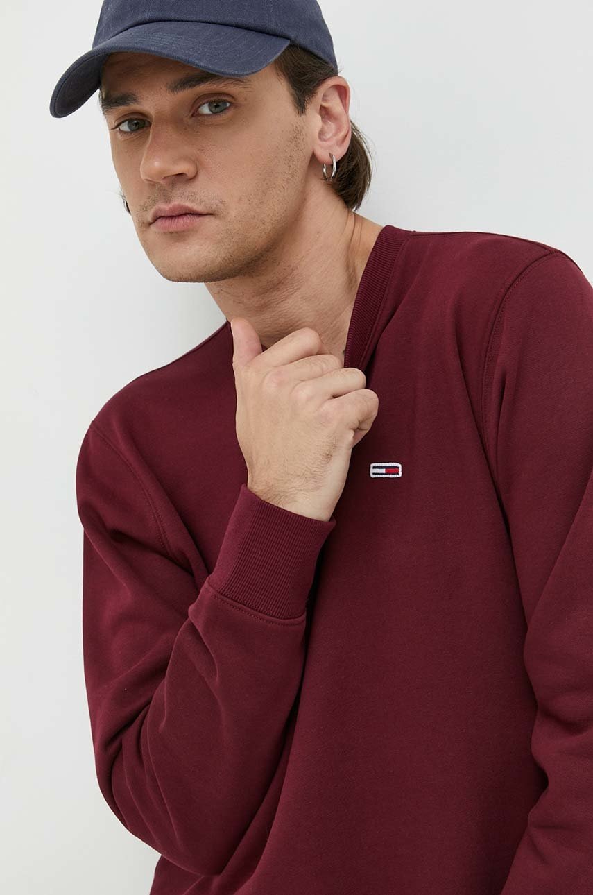 

Суичър Tommy Jeans в бордо с изчистен дизайн