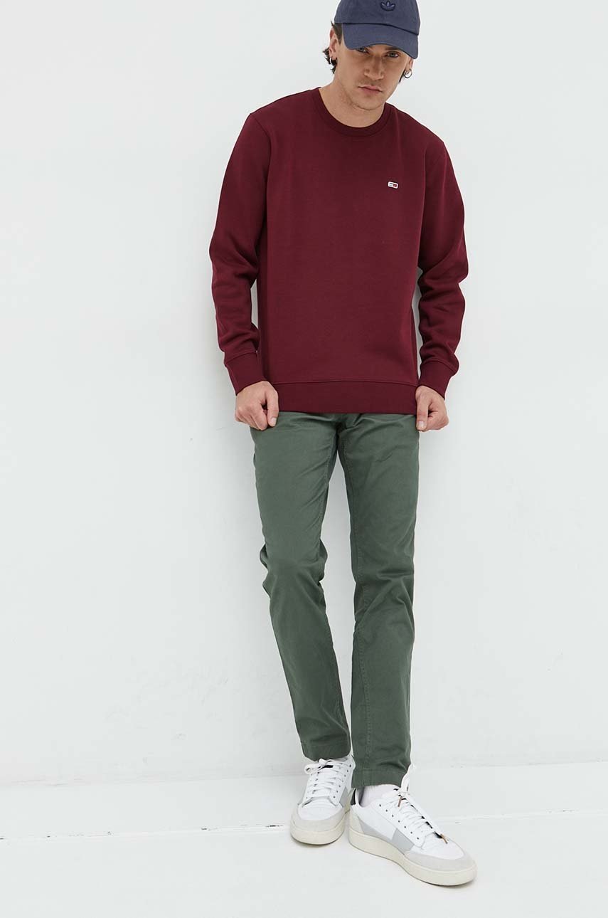 

Кофта Tommy Jeans мужская цвет бордовый однотонная