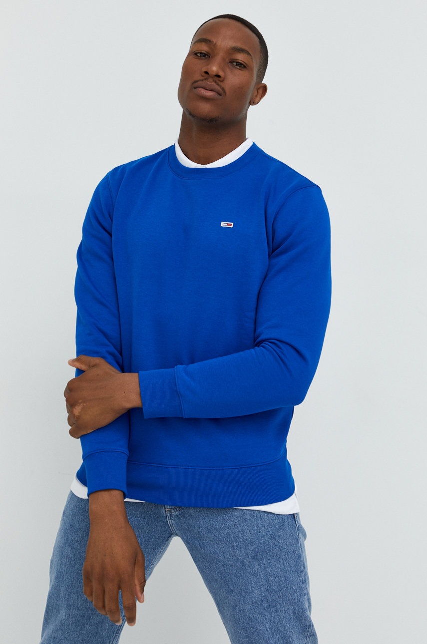 

Суичър Tommy Jeans с изчистен дизайн, Син