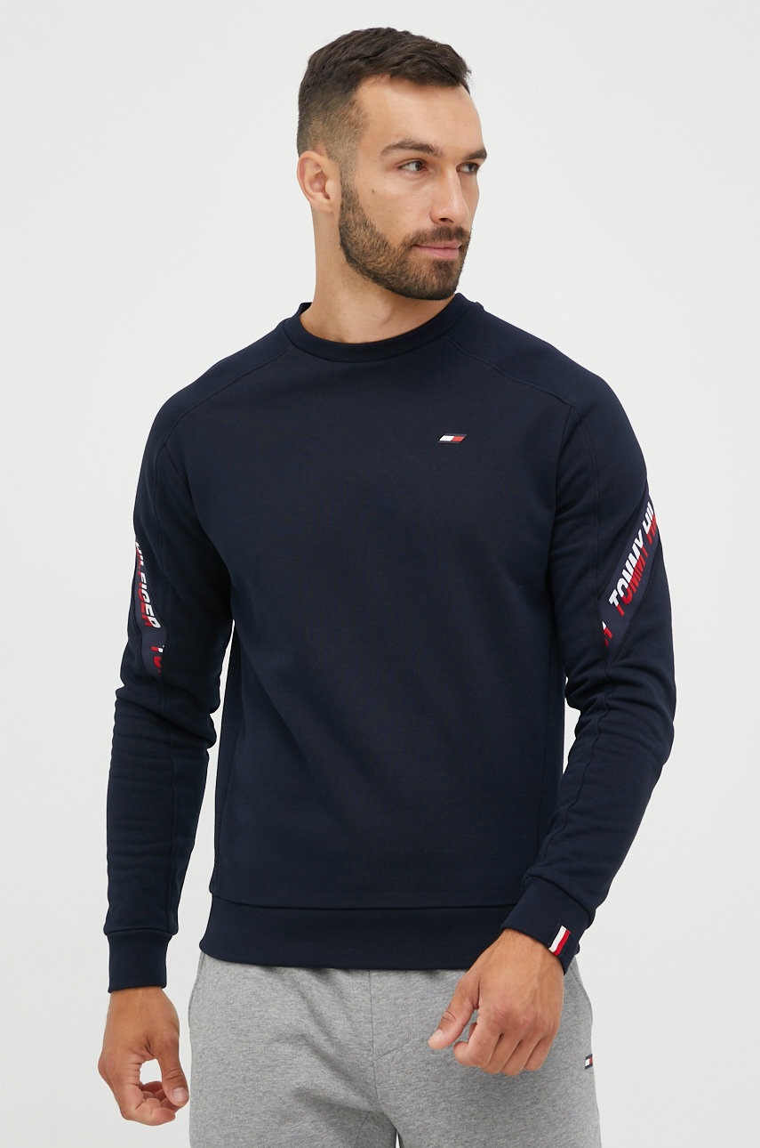 

Памучен суичър Tommy Hilfiger в тъмносиньо с принт, Тъмносин