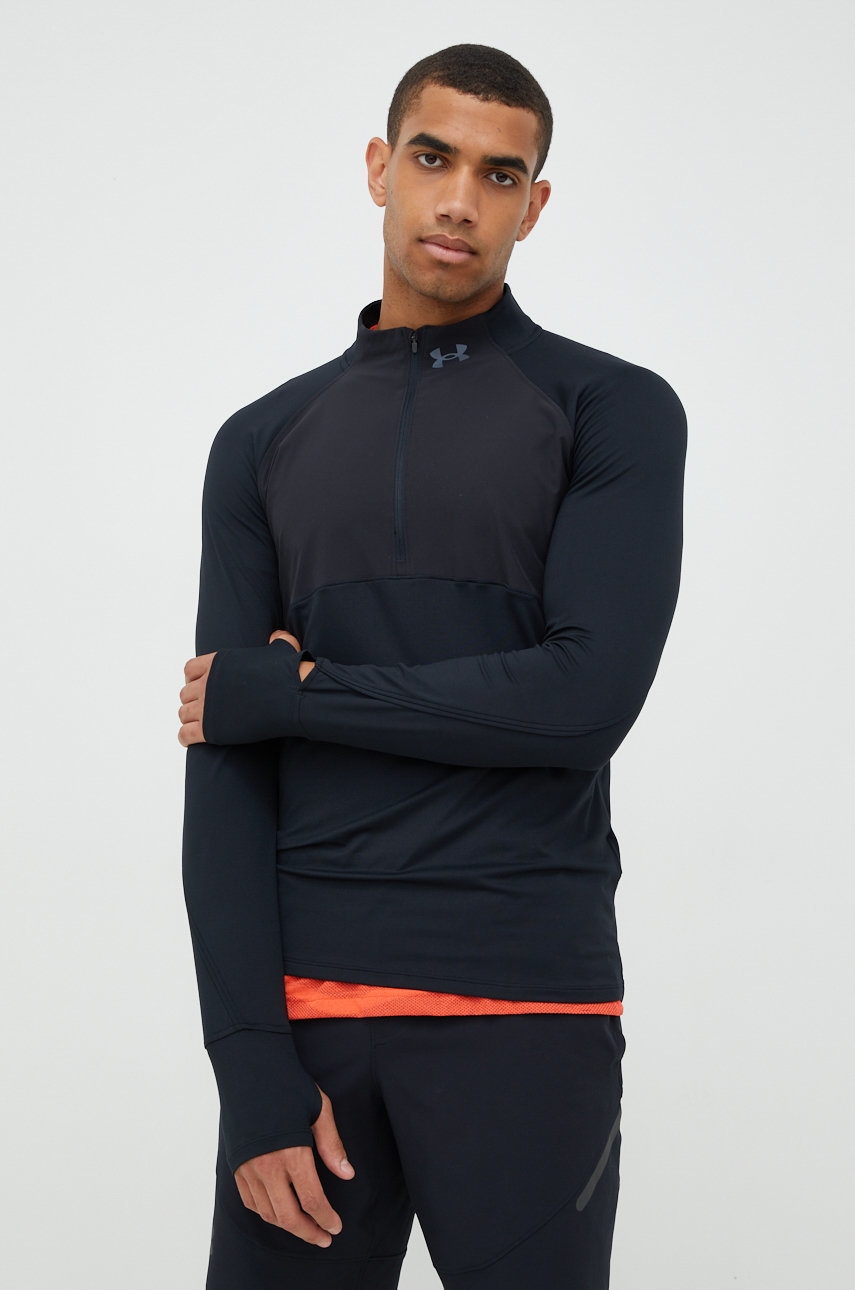 Under Armour longsleeve pentru alergare Qualifier Run 2.0 culoarea negru, neted